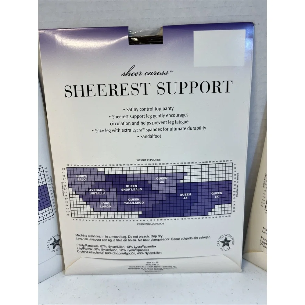 Sheer Caress Sheerest Support Pantyhose Bone White Mahogany Control Top Average